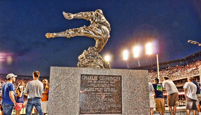 Statue of Charile Gehringer at Comerica Park, Detroit.